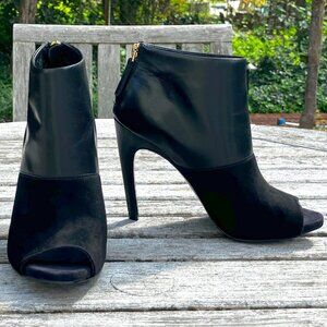 🔥Nine West Peep Toe Leather and Suede Booties - 6.5M